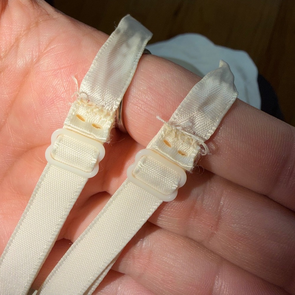 Vintage Ivory Full Slip Dress Lace Trim Adjustable Straps Off White Lingerie 36" - Picture 6 of 8